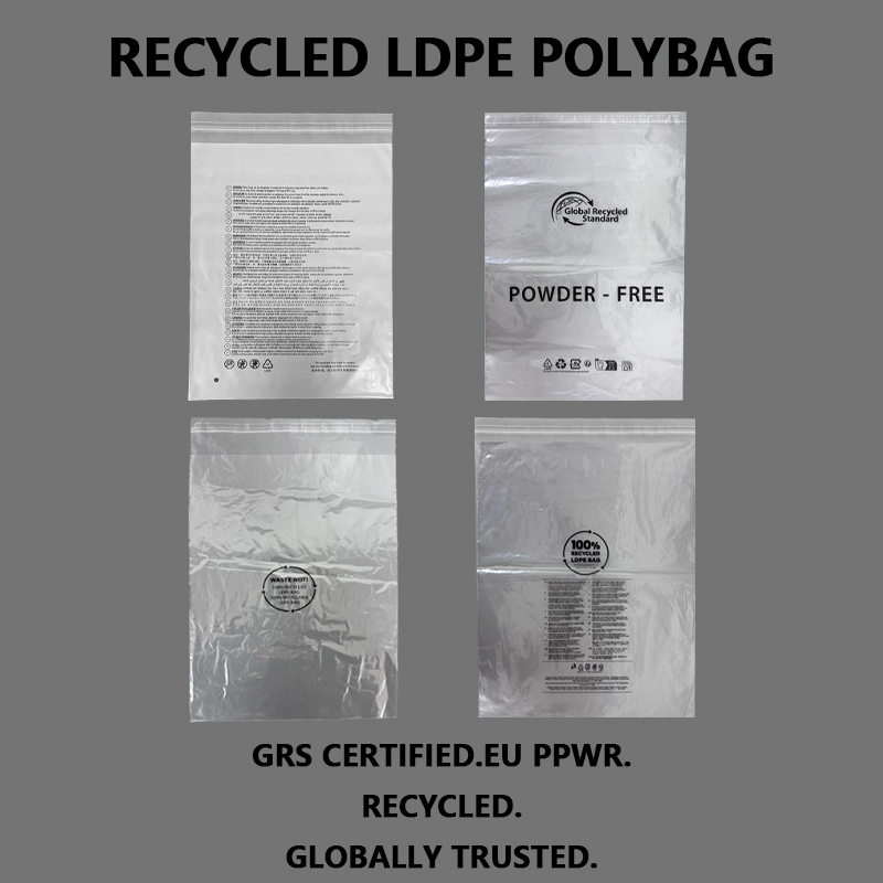 Seolann Zeal X Polybag LDPE Athchúrsáilte Deimhnithe GRS le haghaidh Éadaí Inbhuanaithe agus Pacáistiú Miondíola
